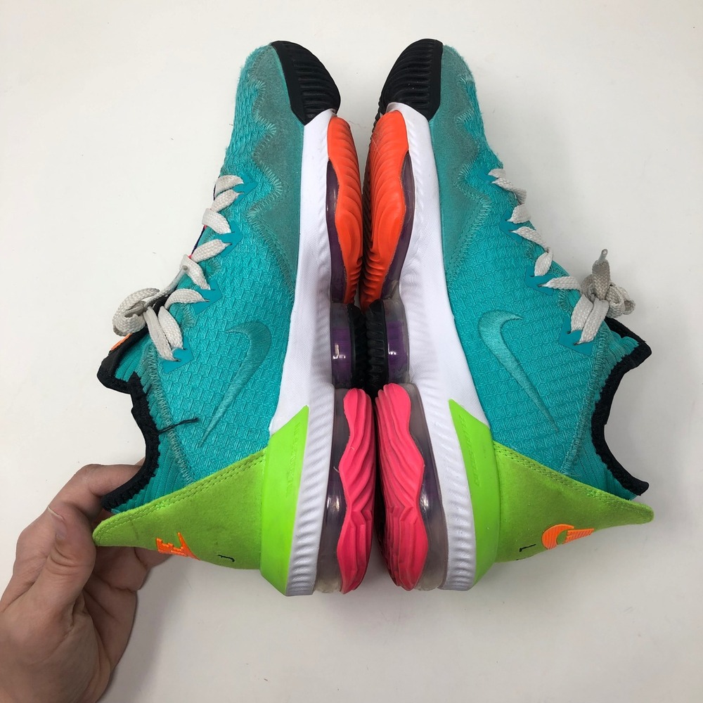 Nike LeBron 16 Low Mens 7.5 Basketball Shoes Hyper Jade Orange Green CI2668-301 - Picture 6 of 15
